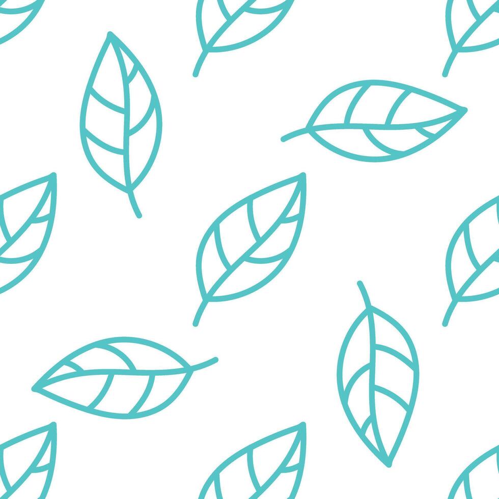 Seamless pattern with turquoise leaves on white background vector
