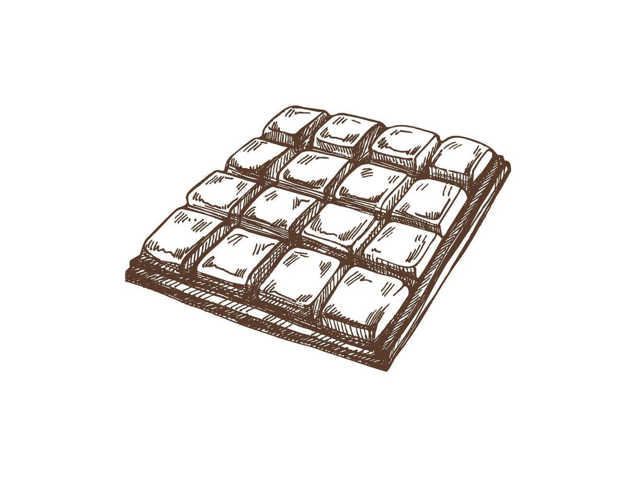 Hand-drawn chocolate bar sketch in vintage style illustration vector