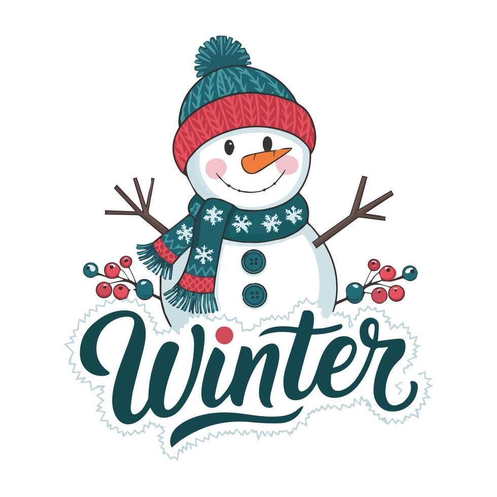 Snowman Smiles in Winter Magic vector