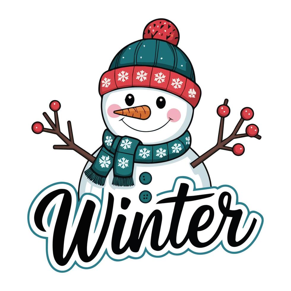Winter Joy with a Frosty Companion vector