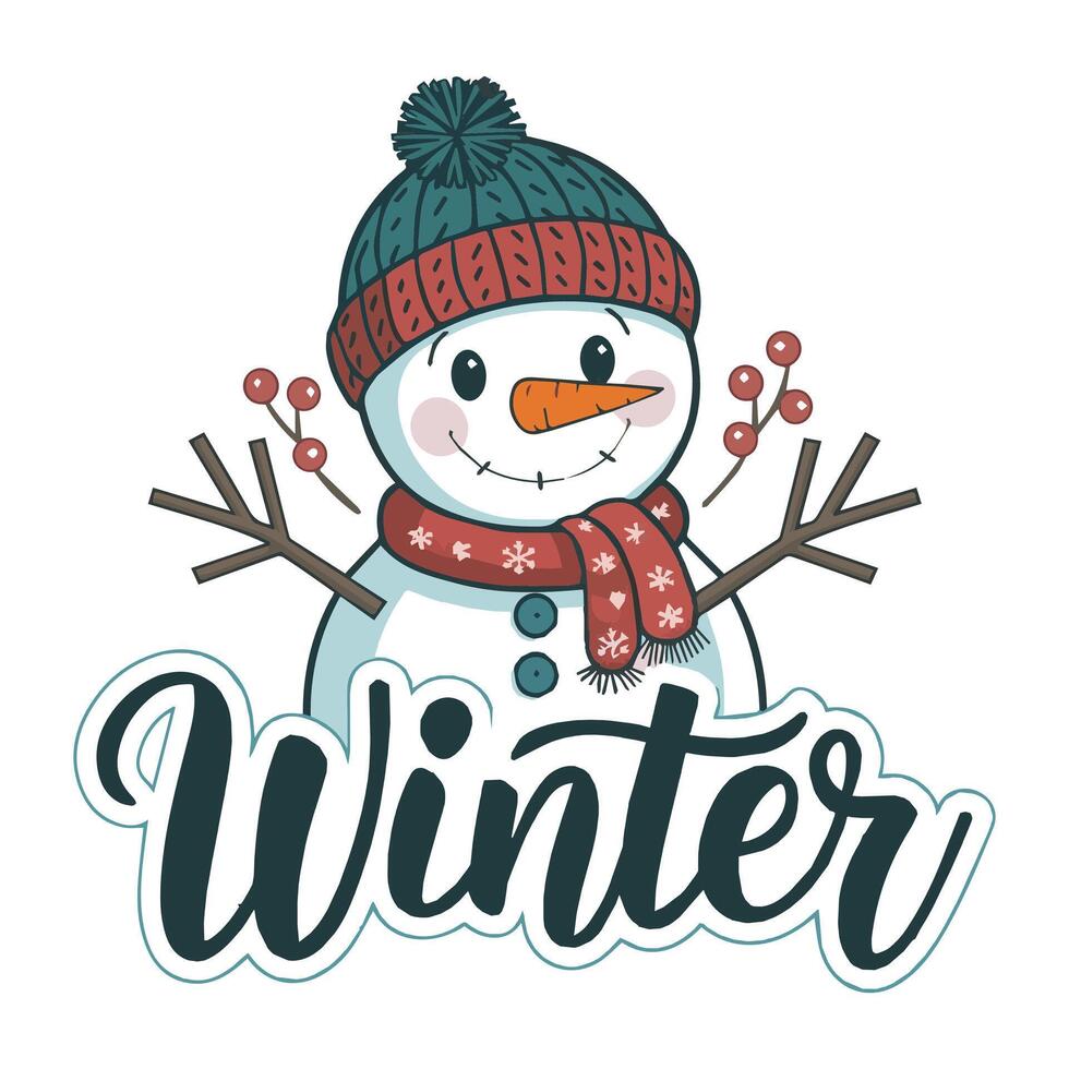 Cheerful Snowman Welcoming Winter vector