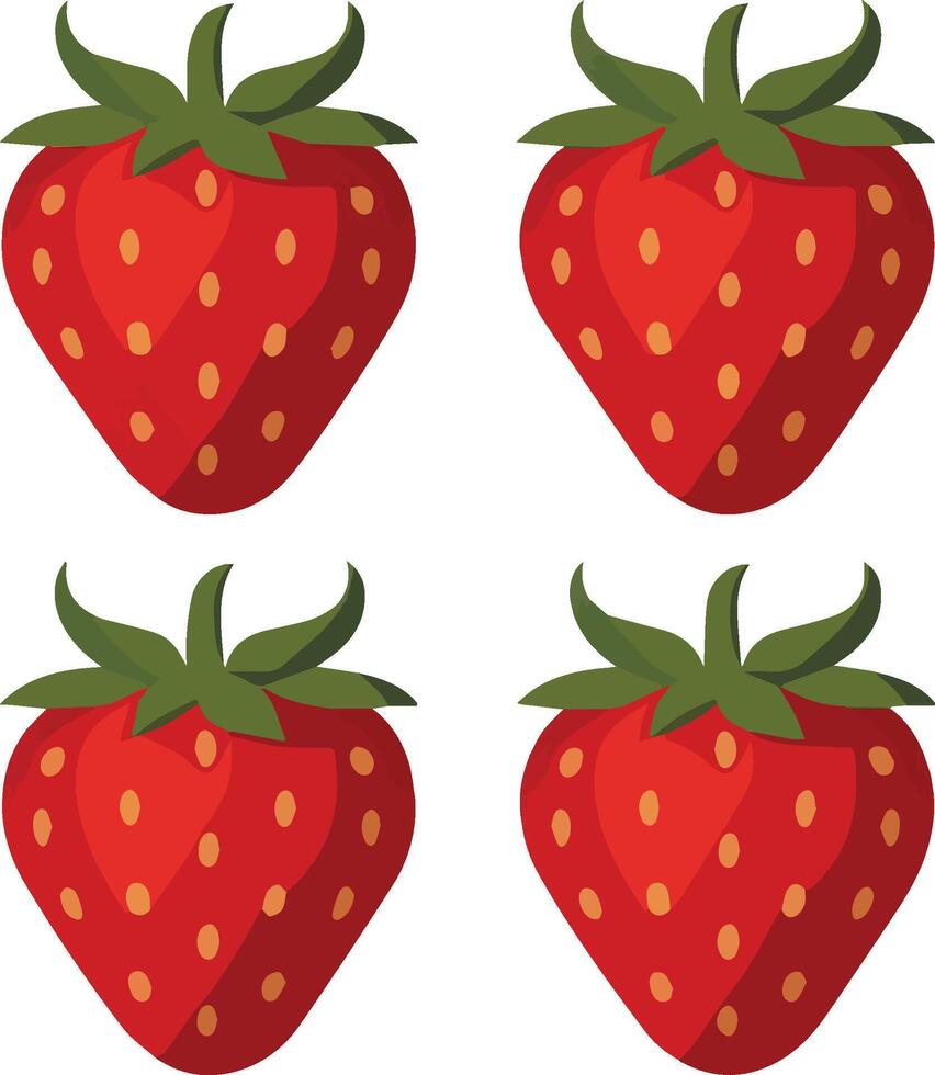 Vibrant Strawberry Illustration Set - Perfect for Design Projects vector