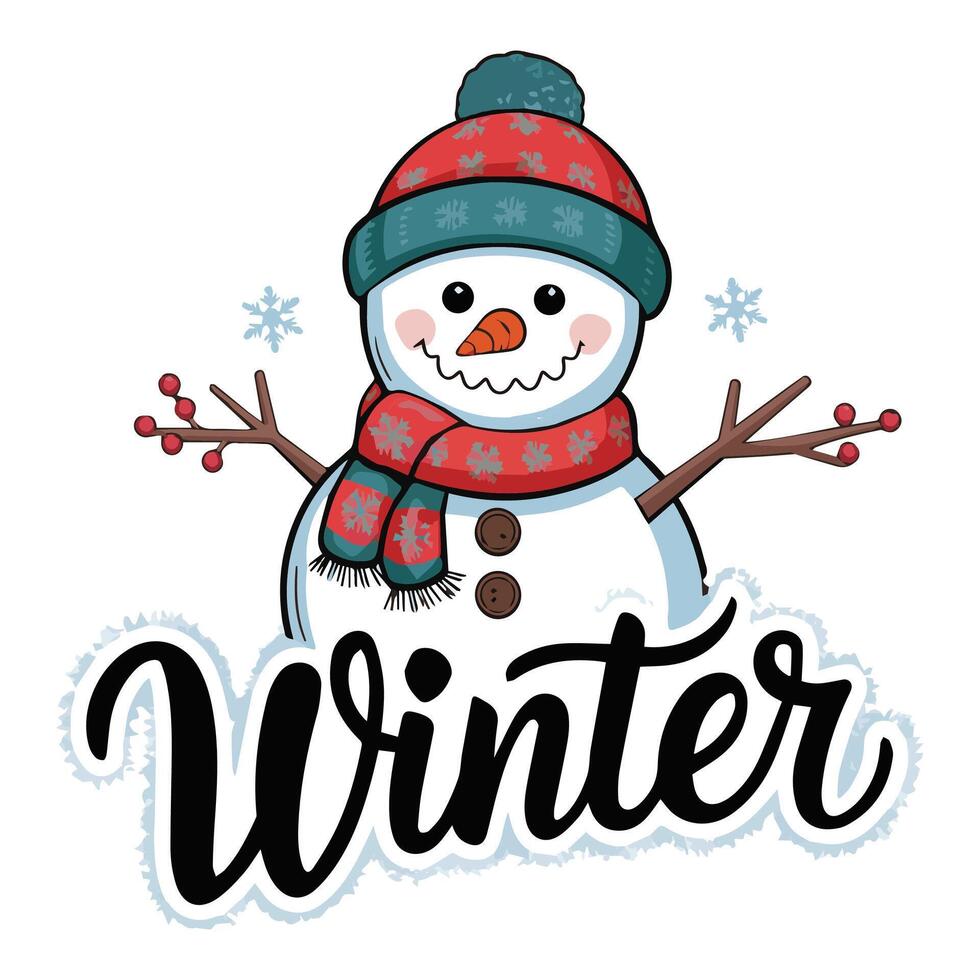 Winter Whimsy with a Snowman's Welcome vector