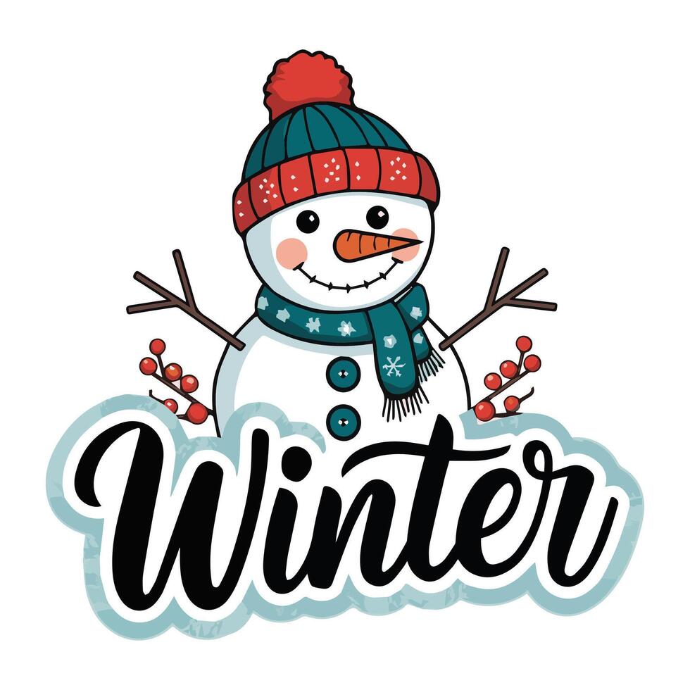 Winter Wonderland with a Cheerful Snowman vector