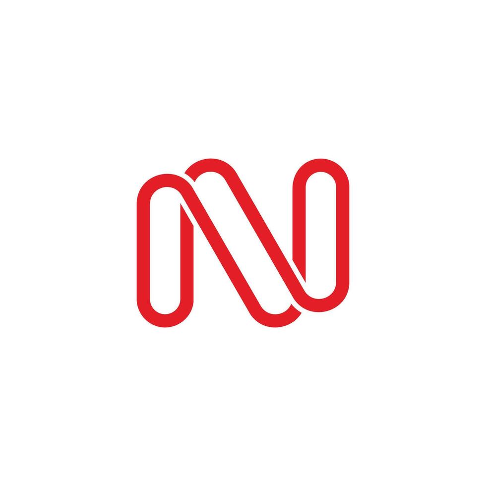 letters nn linked red lines simple geometric logo vector