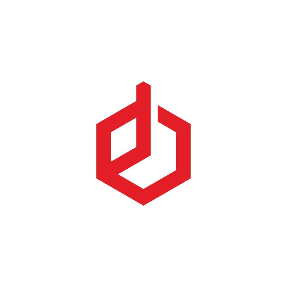 letter od hexagonal 3d flat simple geometric logo vector