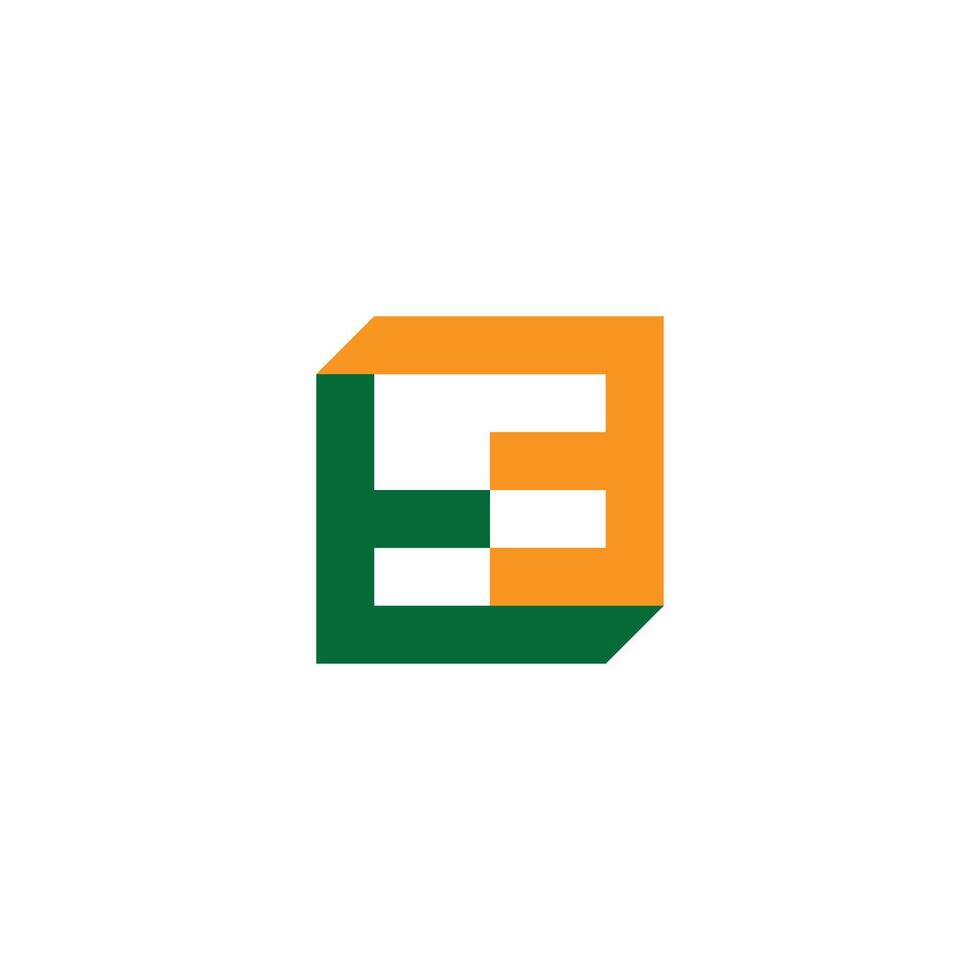 letter te squares colroful simple geometric logo vector