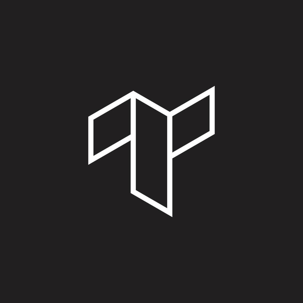letters t abstract dimentional simple outline logo vector