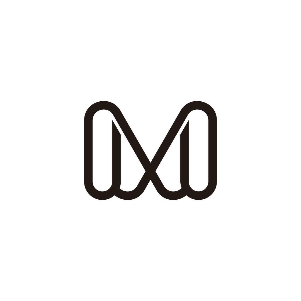 letters mx thin lines simple linked logo vector