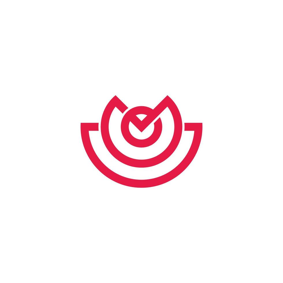 letters m simple linked red rose round logo vector