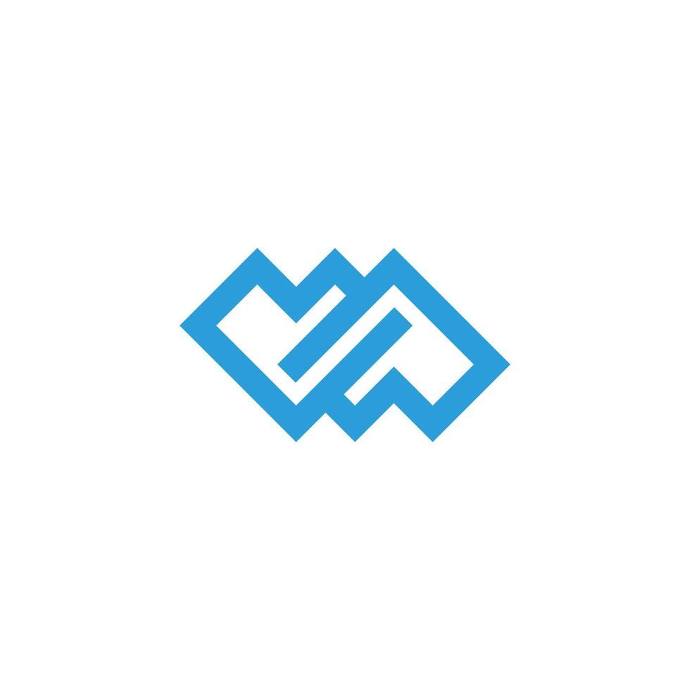 letters m w linked blue diamonds simple geometric logo vector