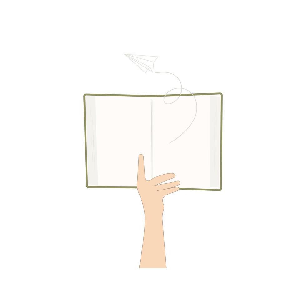 Hand holding open book. Back to school, reading, education, knowledge concept. vector