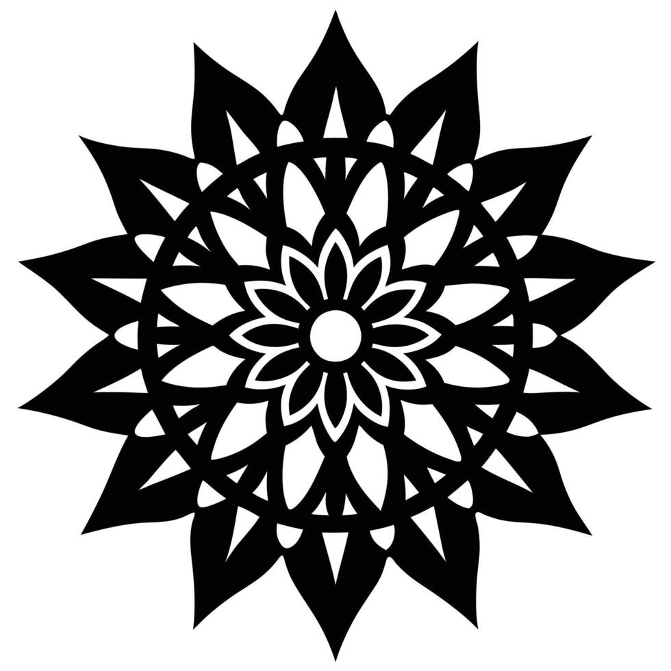 Intricate Mandala Silhouette Black Art Illustration vector