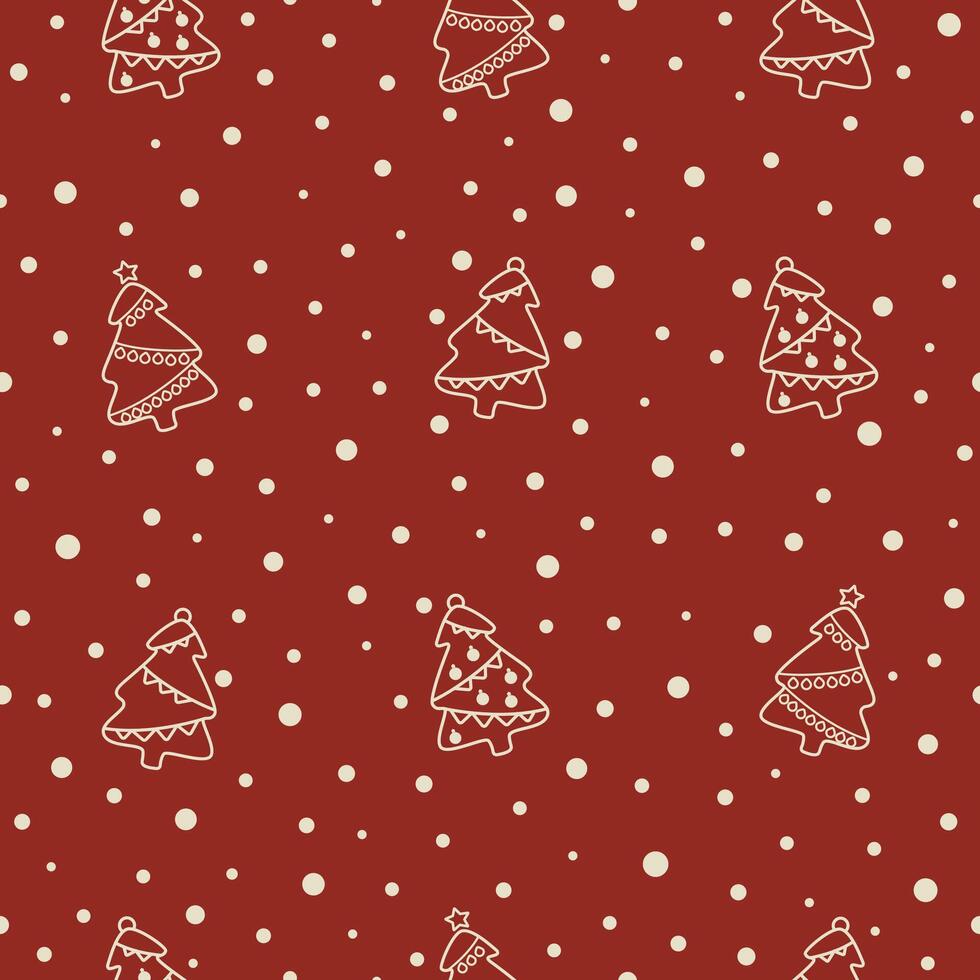 Merry Christmas and Happy New Year simple pattern. Christmas trees decoration in flat design vector