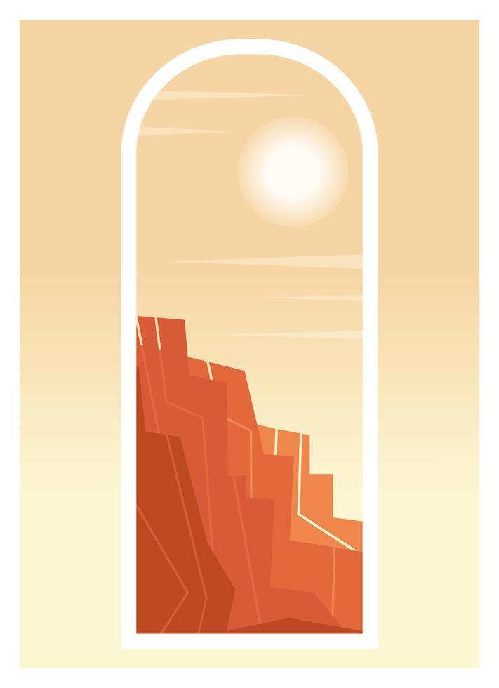 Grand Canyon West desert landscape illustration view. The Great American Desert morning vector