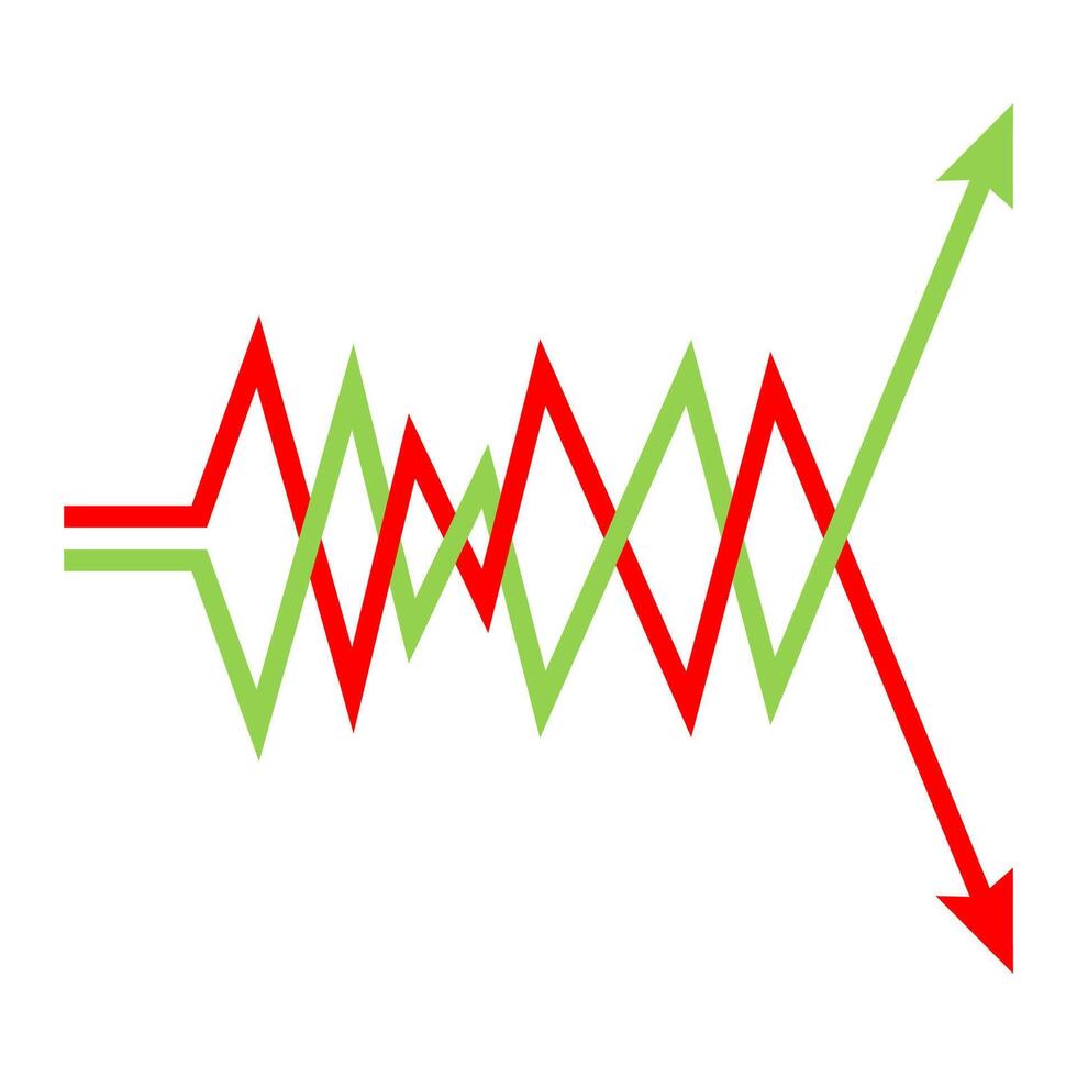 Market volatility icon, lines trend graph, chart data analysis vector