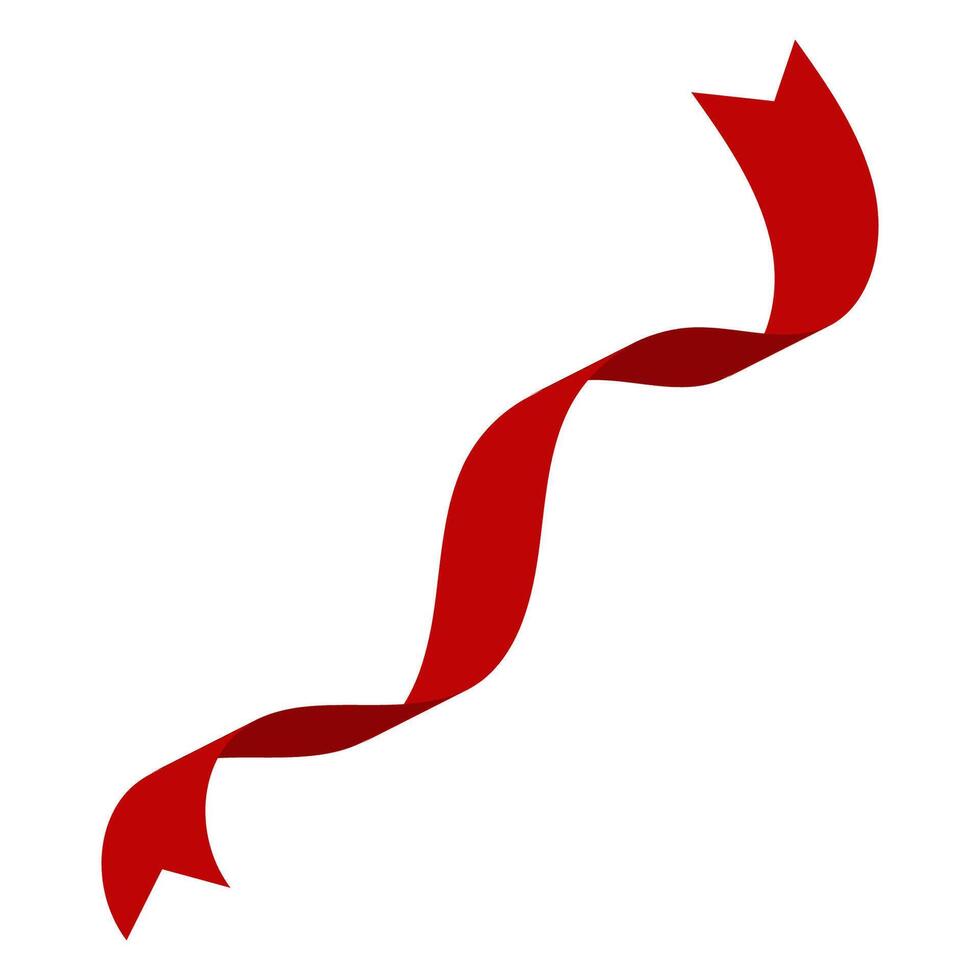 Curved wavy ribbon, red festive ribbon for congratulations vector