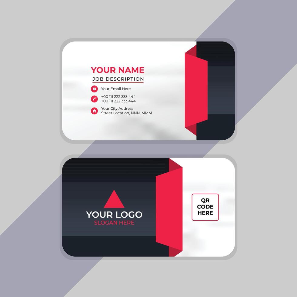 Red and black with white shape modern business card design vector