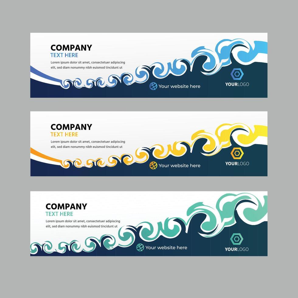 Stylish shape and modern decoration web banner. A set of banner templates designed for the web and various headlines are available in three different designs. vector