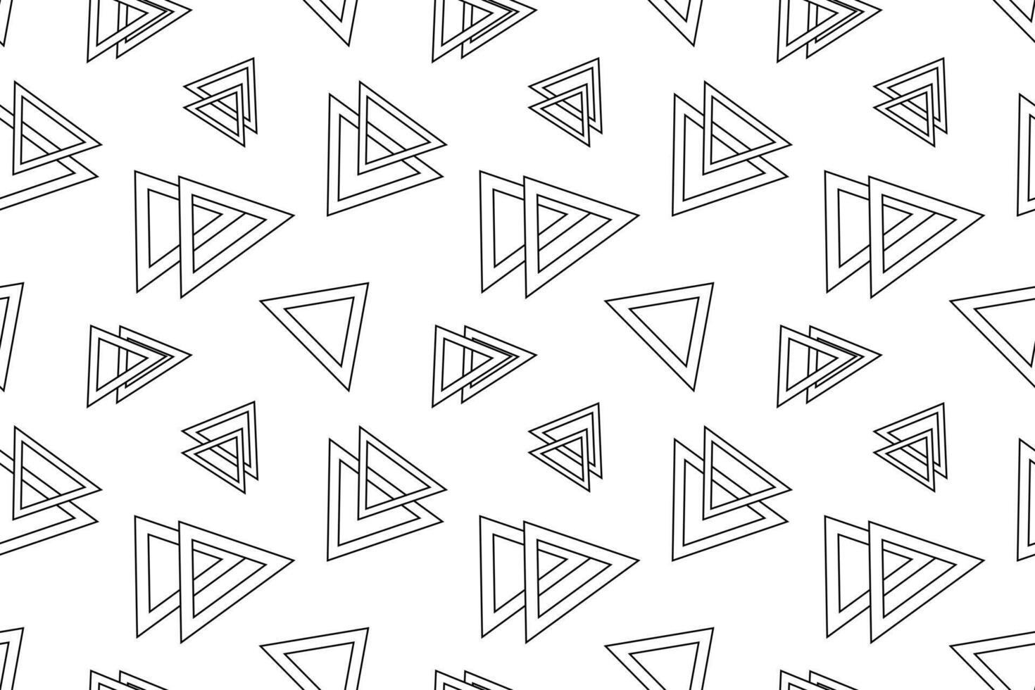 Seamless pattern of overlapping hollow triangles in a modern geometric style, ideal for childrens coloring activities. vector