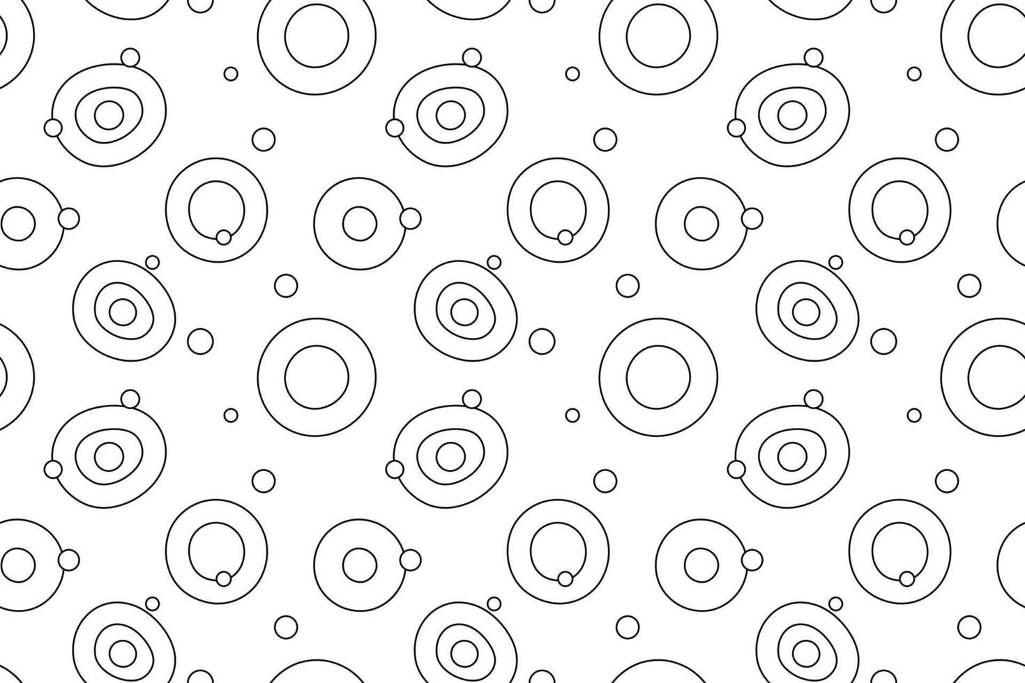 Seamless pattern of overlapping hollow and solid circles, designed for childrens creative coloring activities. vector