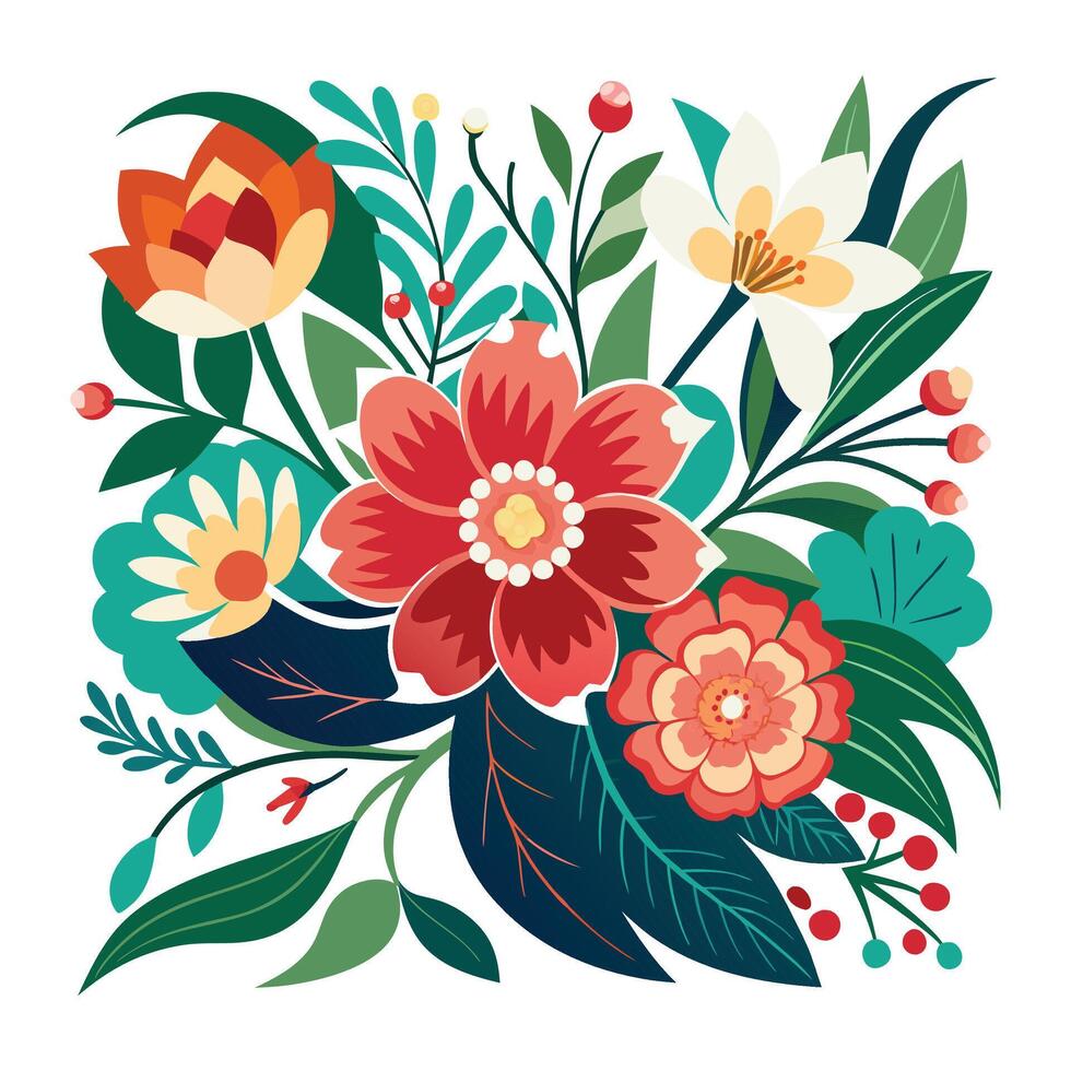 2d floral bouquet set illustration vector