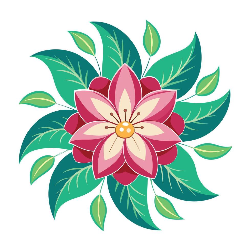 Bouquets of tropical flowers and leaves isolated on white vector
