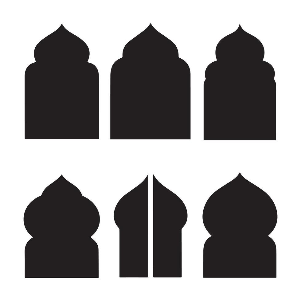Set Of Islamic Mosque Icons, Islamic Icon Set, Mosque, Shrine, Islam Muslim Icon vector