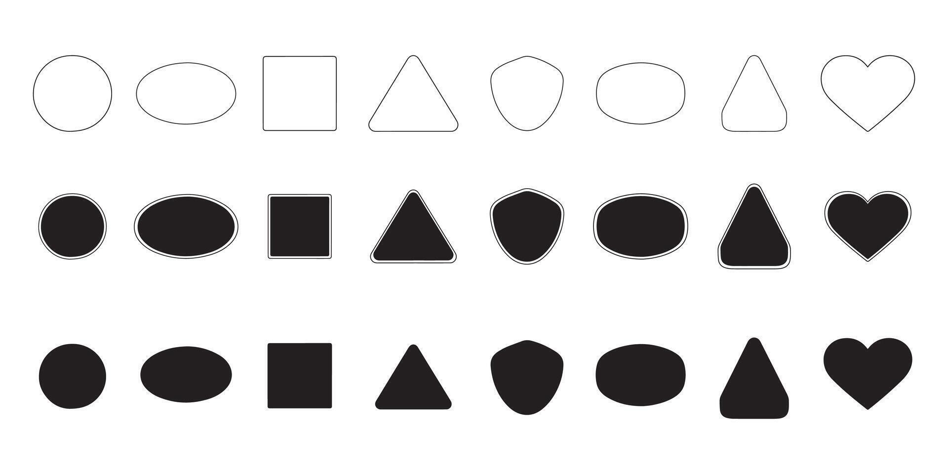 A set of shapes and shapes that are in different sizes vector