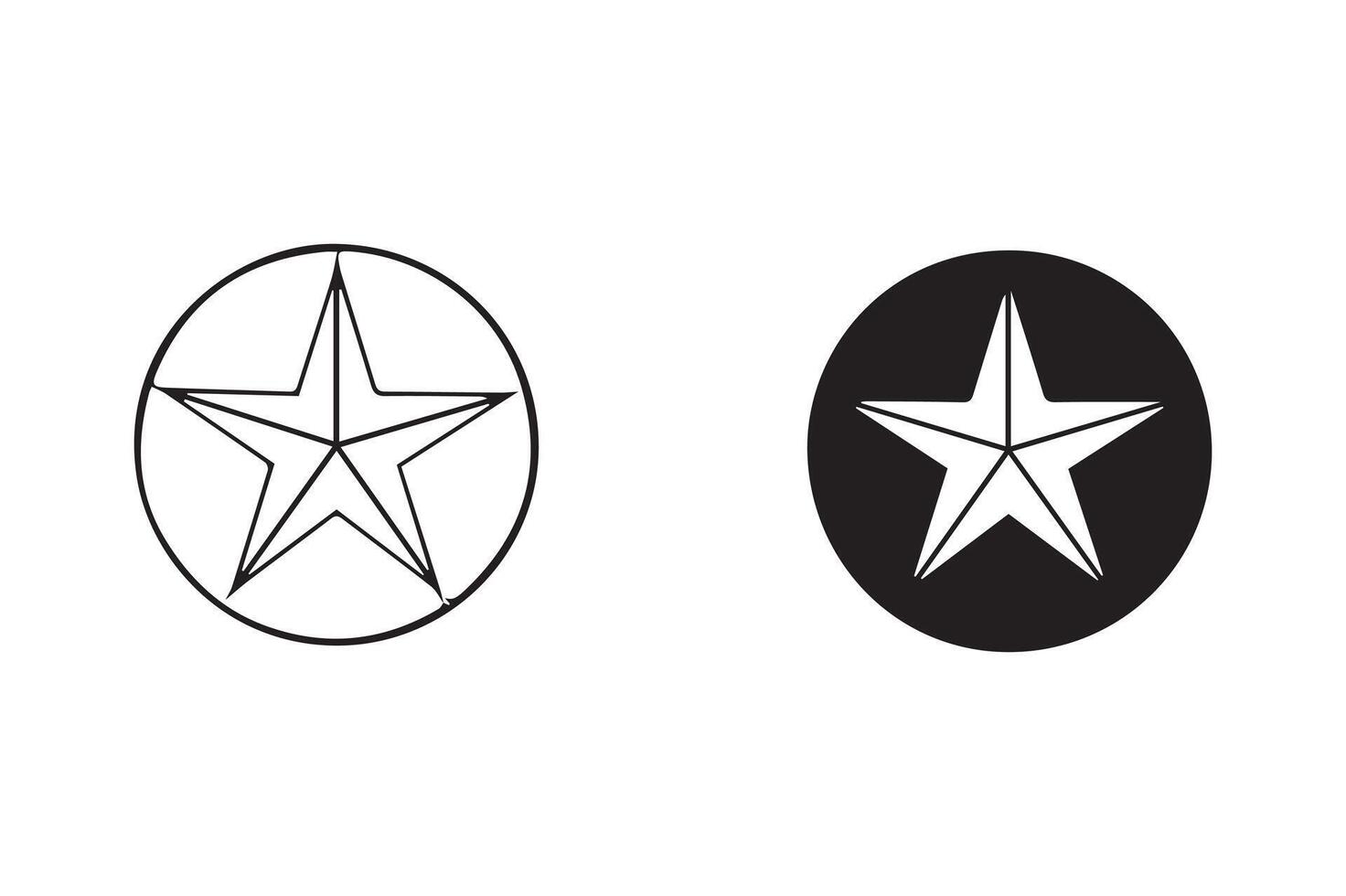 Two black and white images of a star and a circle vector
