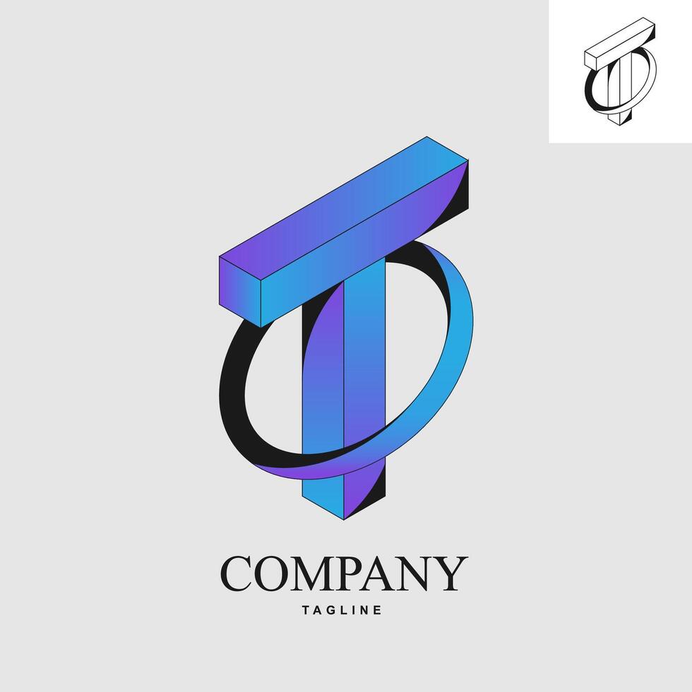 Vectors logo of letter T in ring
