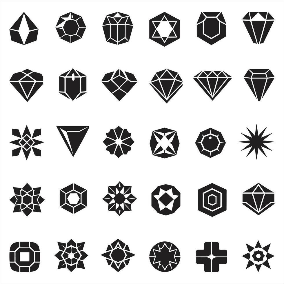A Diamond Icons Set, Diamond Set Design Illustration Diamond Design Elements isolated On White Background vector