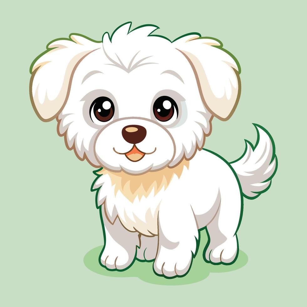 Friendly White Puppy With Bright Eyes vector
