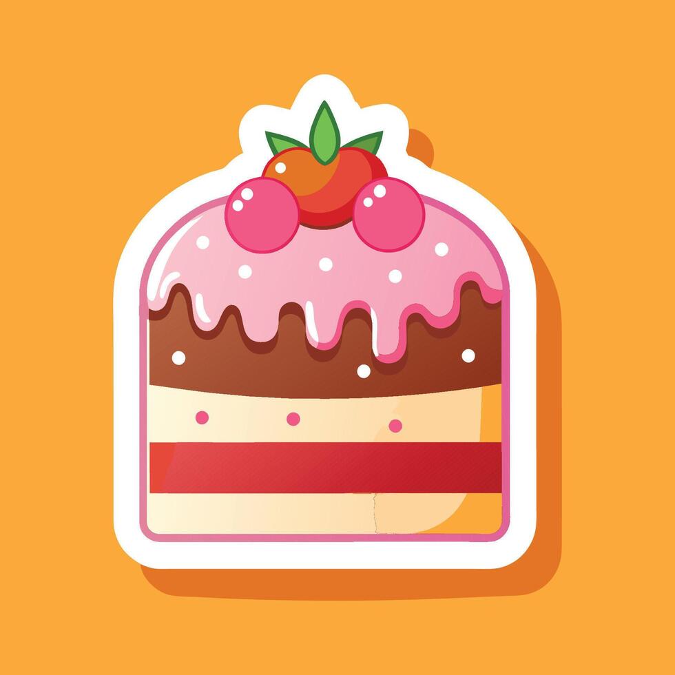 Charming Round Cake with Fruit. vector