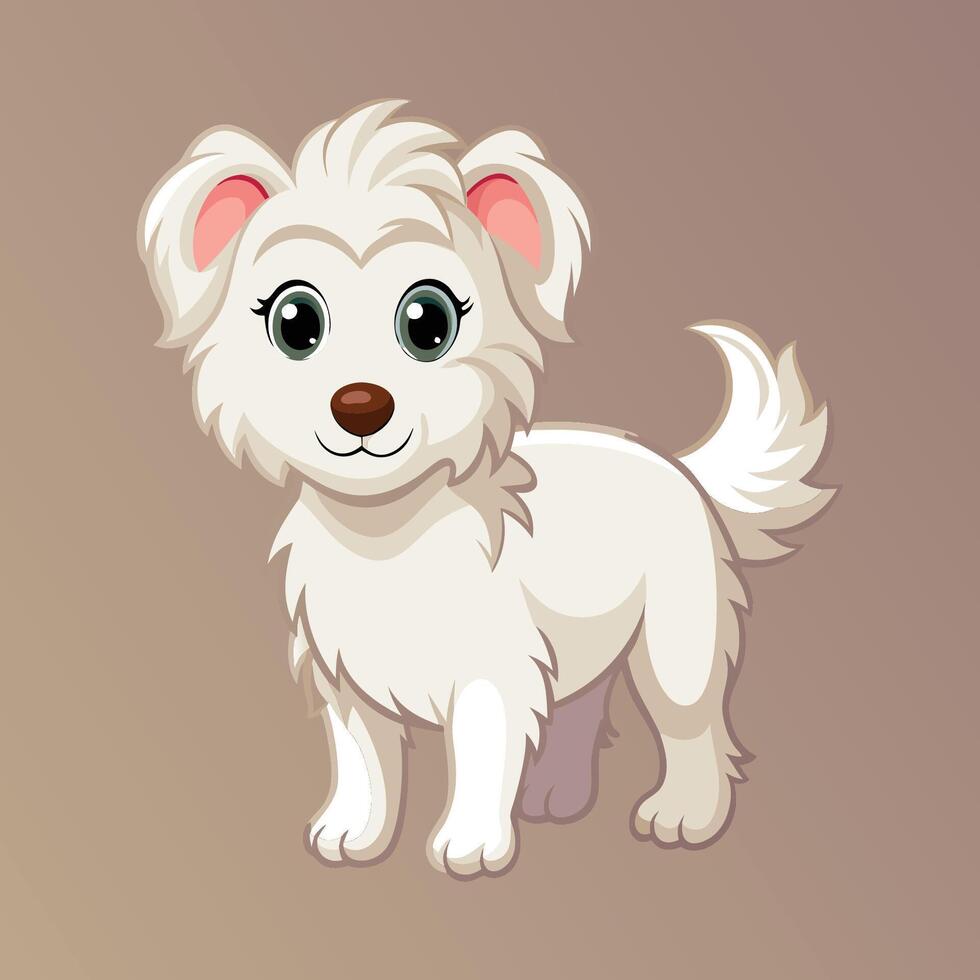 Adorable White Puppy with Playful Expression vector