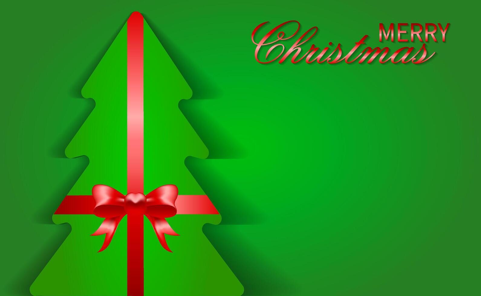 Christmas tree with ribbon and bow illustration vector