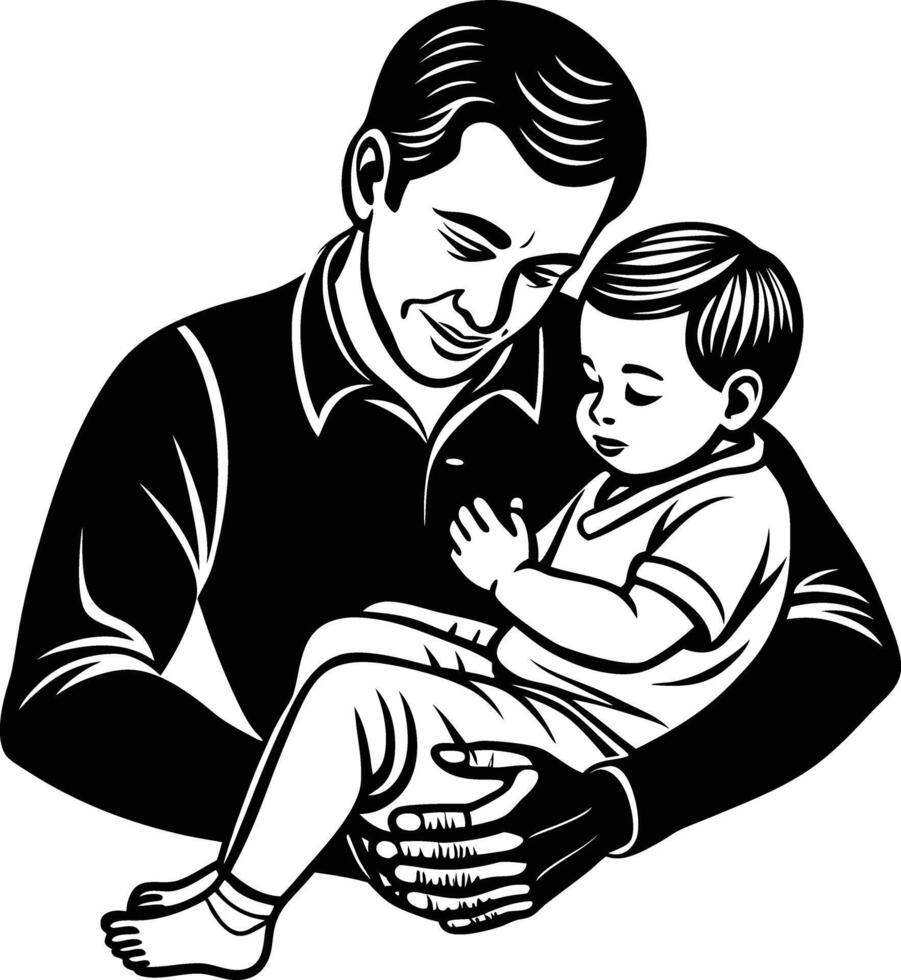 Father and son clipart vector