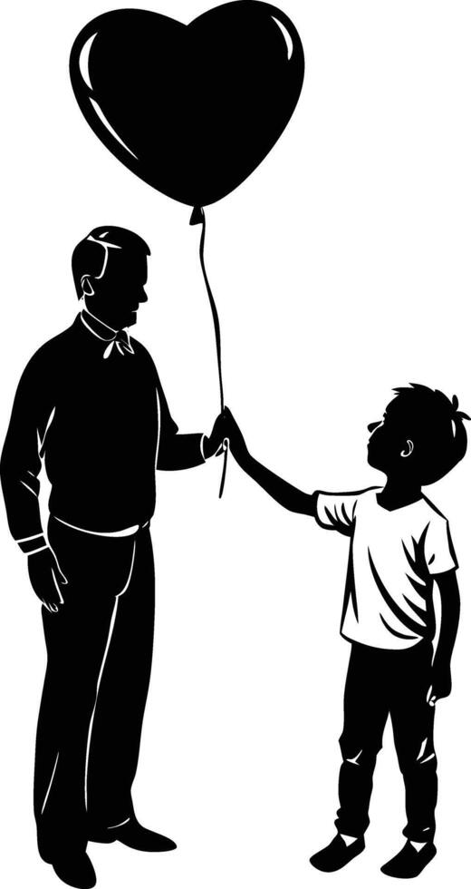 A man giving a balloon to a boy vector