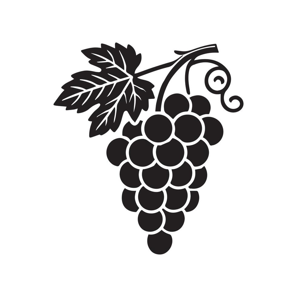 Grapes icon. Grapevine with leaf. Wine logo. Fruit pictogram. illustration isolated. vector