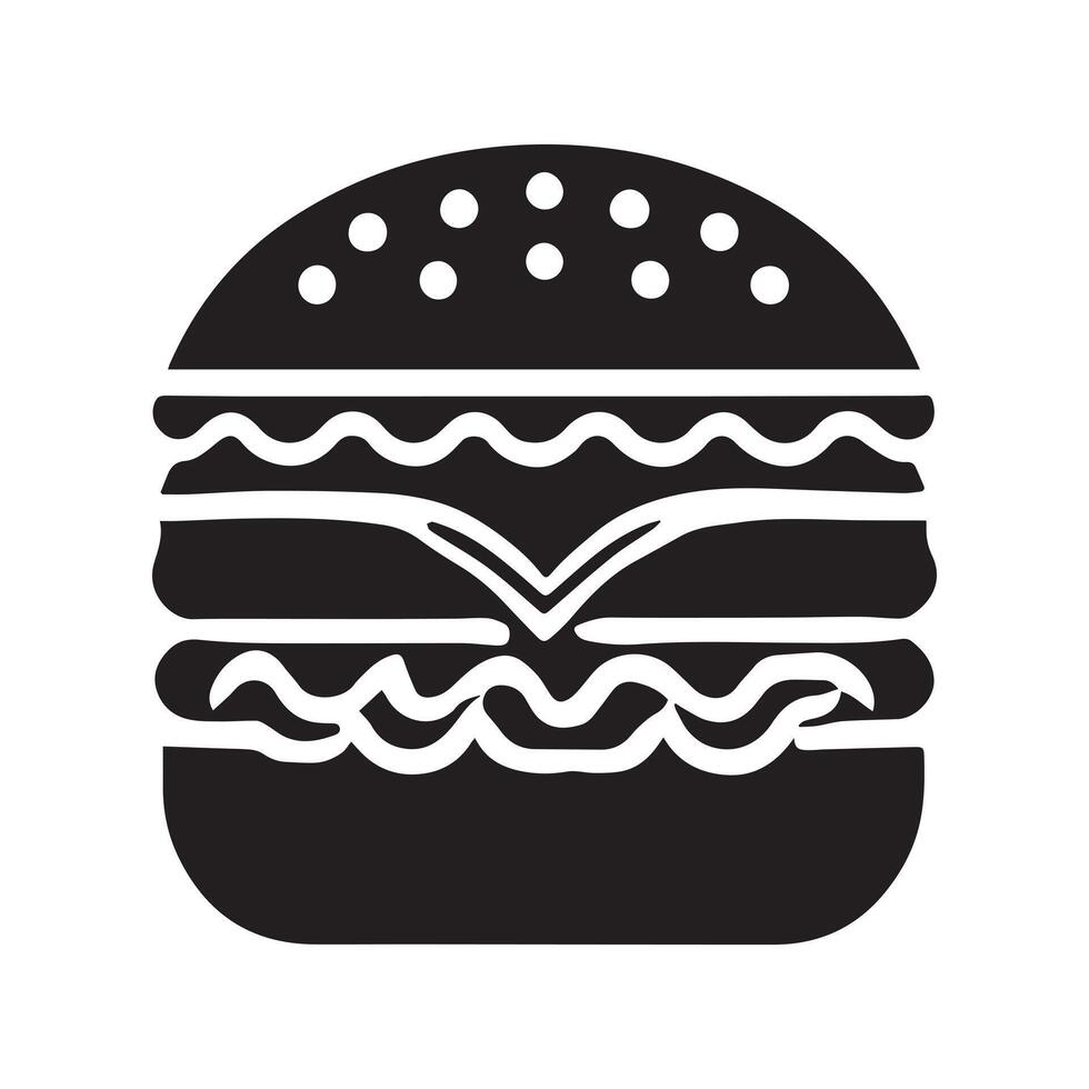 Burger icon in simple black design isolated on white background vector