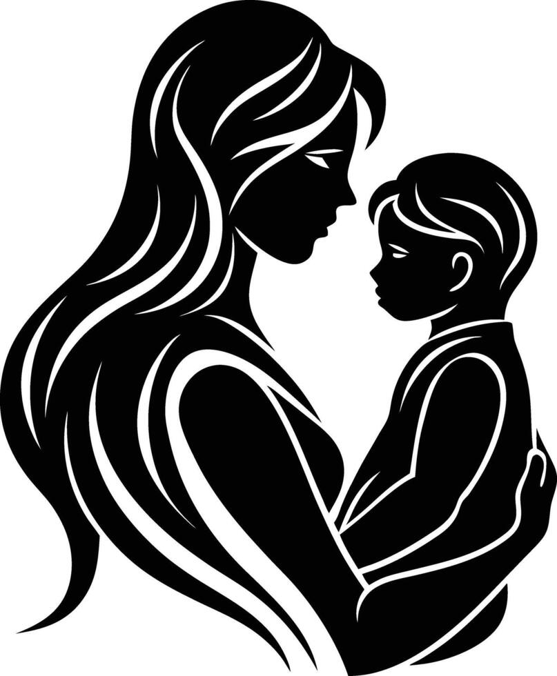 Mother and child silhouette illustration vector
