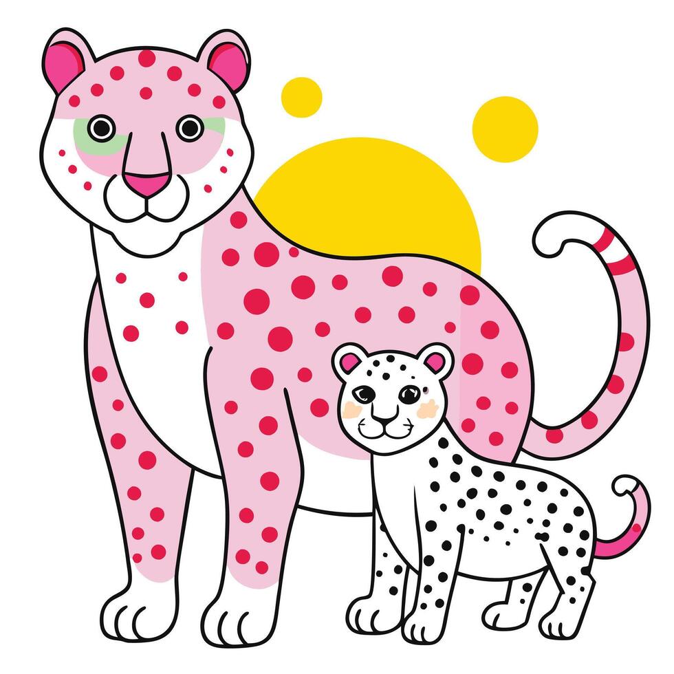 A cartoon leopard and her cub vector