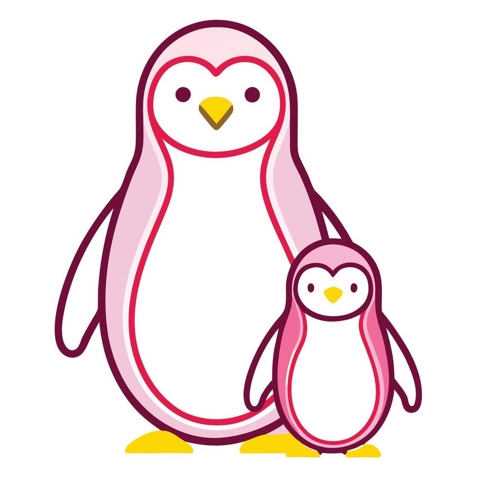 Penguin family illustration vector