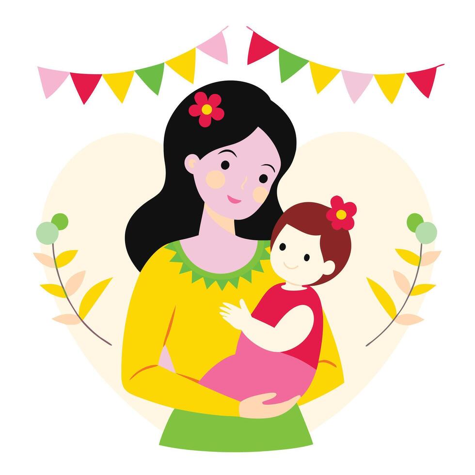 Mother and child illustration vector