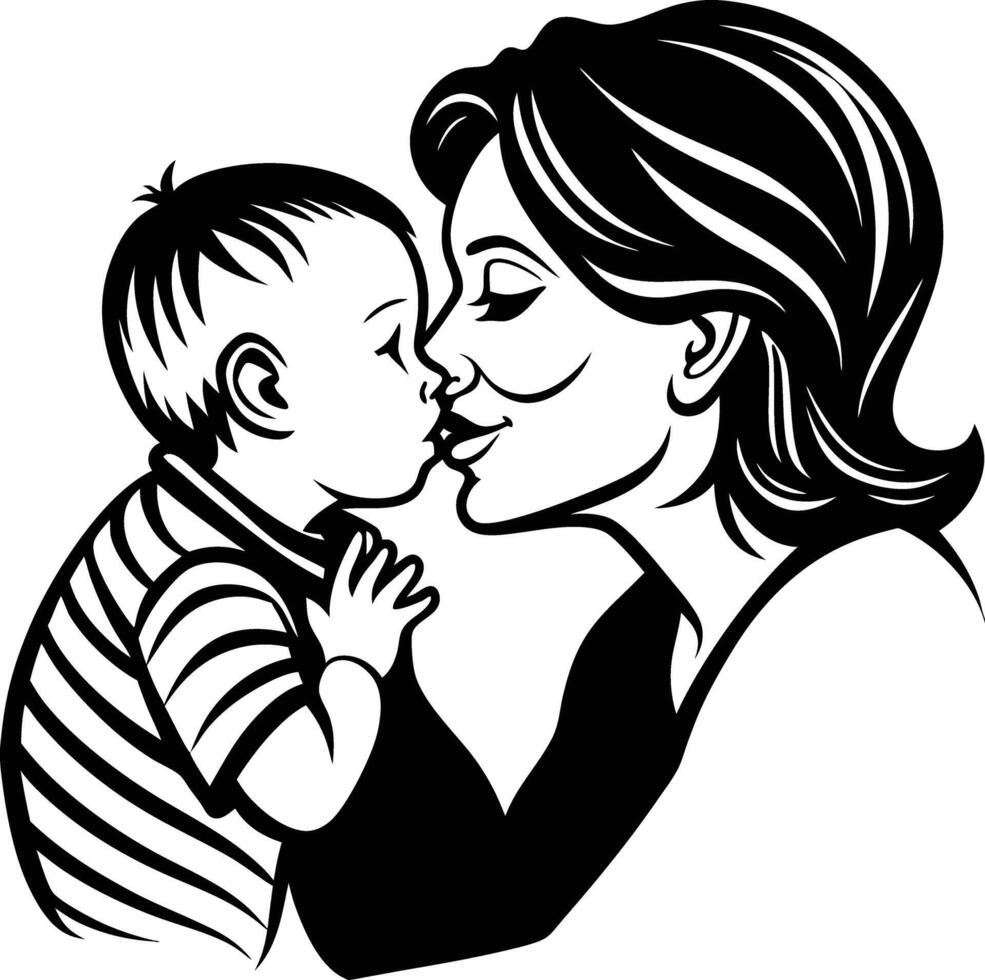 Mother and son kissing vector
