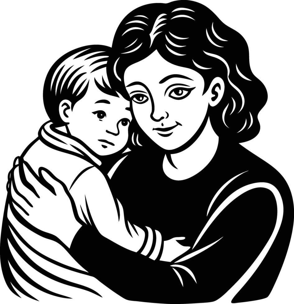 Mother and child clipart vector