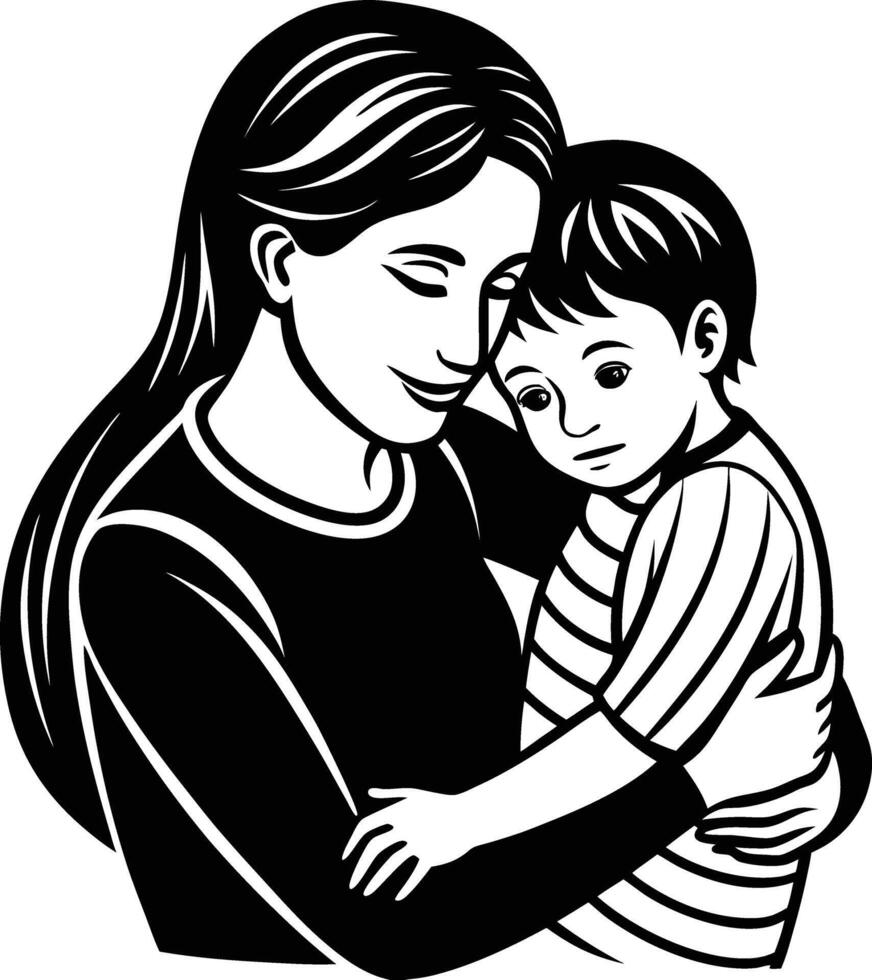 Mother and son clipart vector