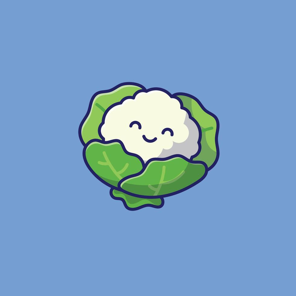 Cabbage vegetable smiling face mascot cartoon illustration vector