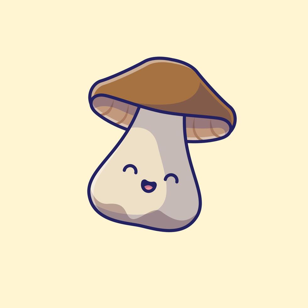Mushroom vegetable smiling face mascot cartoon illustration vector