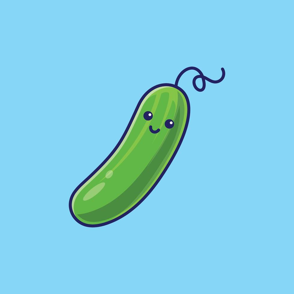 Cucumber vegetable smiling face mascot cartoon illustration vector